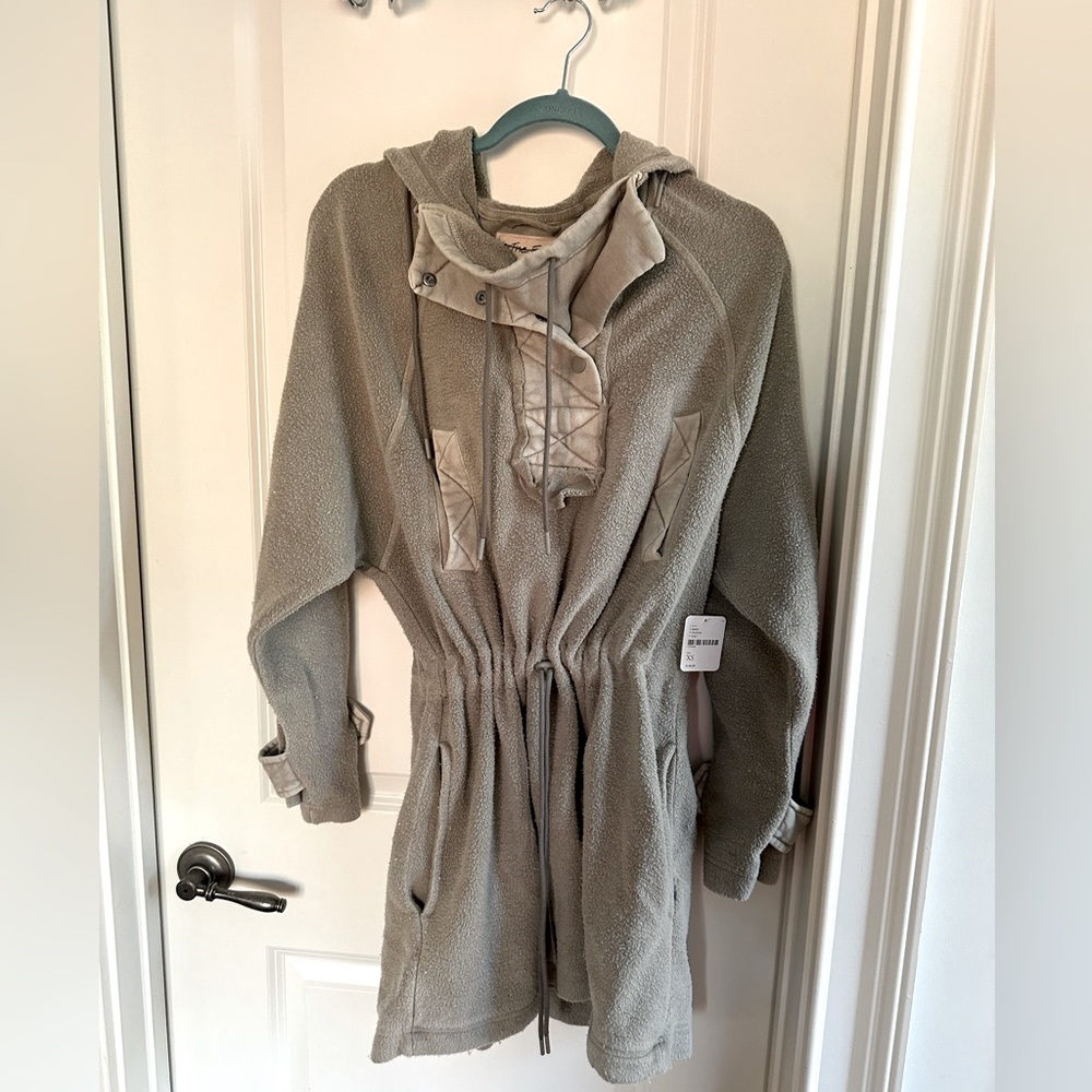 Free People Fleece Hooded Sweatshirt Dress